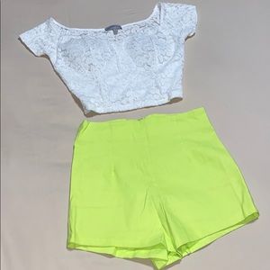 Foreign Exchange Neon High Waist Shorts